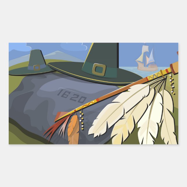 Adesivo Retangular Cartão do dia da acção de graças (Frente)