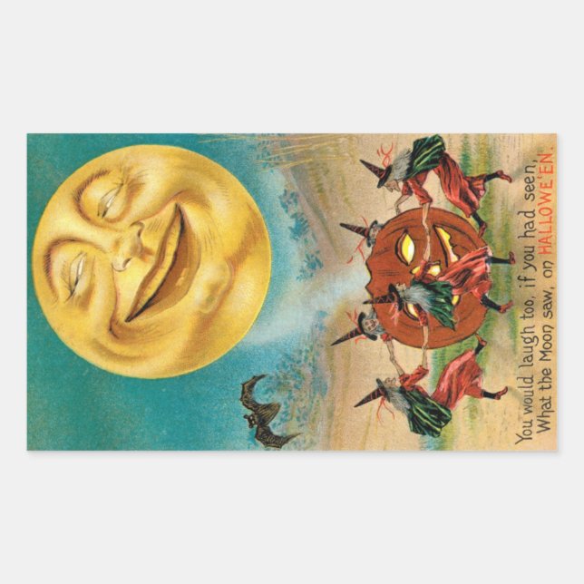 Adesivo Retangular Cartão postal Vintage Halloween (Frente)