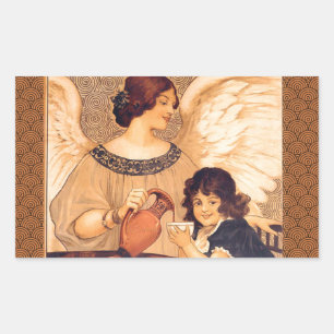 Adesivo Retangular Cartaz Antigo do Anjo do Chocolate Francês: Arte V