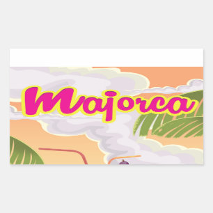 Adesivo Retangular cartaz de viagem antigo de Maiorca.