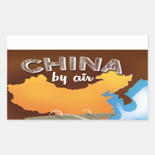 Adesivo Retangular Cartaz de viagem da China antiga