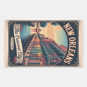 Adesivo Retangular Cartaz de Viagem Retro Vintage Nova Orleans Louisi