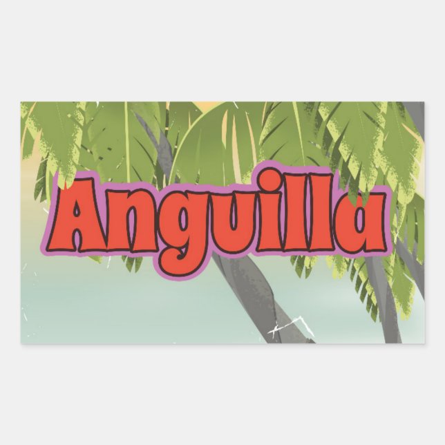 Adesivo Retangular Cartaz de viagem vintage de Anguilla. (Frente)