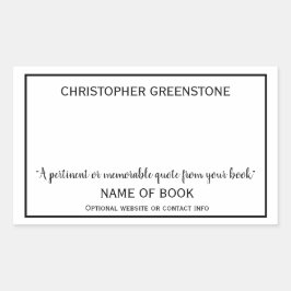Adesivo Retangular Cartaz Preto de Assinatura do Autor