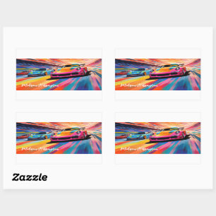 Adesivo Retangular Cartazes Coloridos de Nome Personalizado