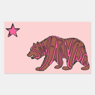 Adesivo Retangular Cartazes de arte rosa de urso na Califórnia em São