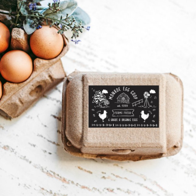 Adesivo Retangular Cartonagem, Estilo de Cartoon, Cartonagem de Ovo R (Criador carregado)