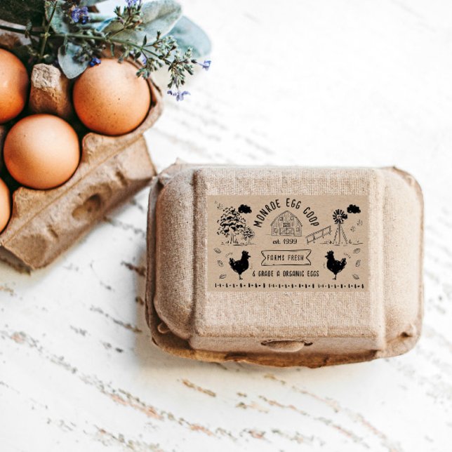 Adesivo Retangular Cartonagem, Estilo de Cartoon, Cartonagem de Ovo R (Criador carregado)