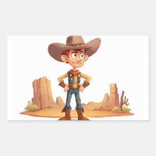 Adesivo Retangular Cartoon Cowboy