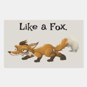 Adesivo Retangular Cartoon da Raposa Clever - Design "Like a Fox" (Co