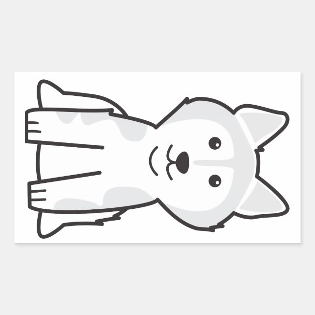 Adesivo Retangular Cartoon de Cachorro Malamute no Alasca (Frente)