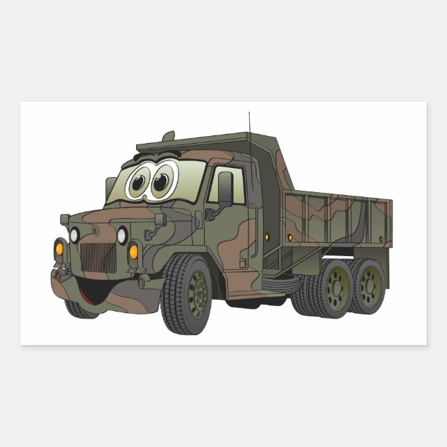 Adesivo Retangular Cartoon de Caminhão de Bomba Militar (Frente)