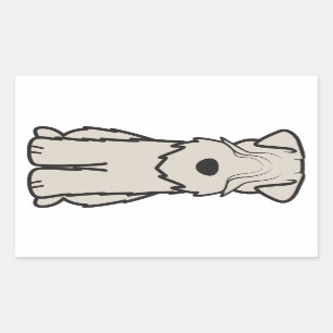 Adesivo Retangular Cartoon De Cão De Terrier, Recolhido E Molhado