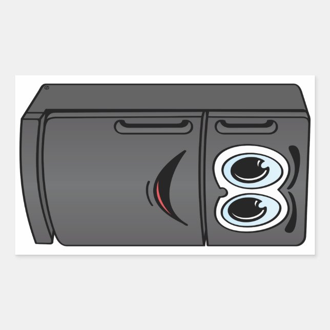 Adesivo Retangular Cartoon de refrigerador preto (Frente)