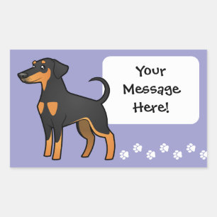 Adesivo Retangular Cartoon Doberman Pinscher (orelhas de disquete)