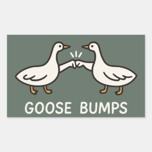 Adesivo Retangular Cartoon Engraçado Ganso Bumps   Fist Bump Geese An