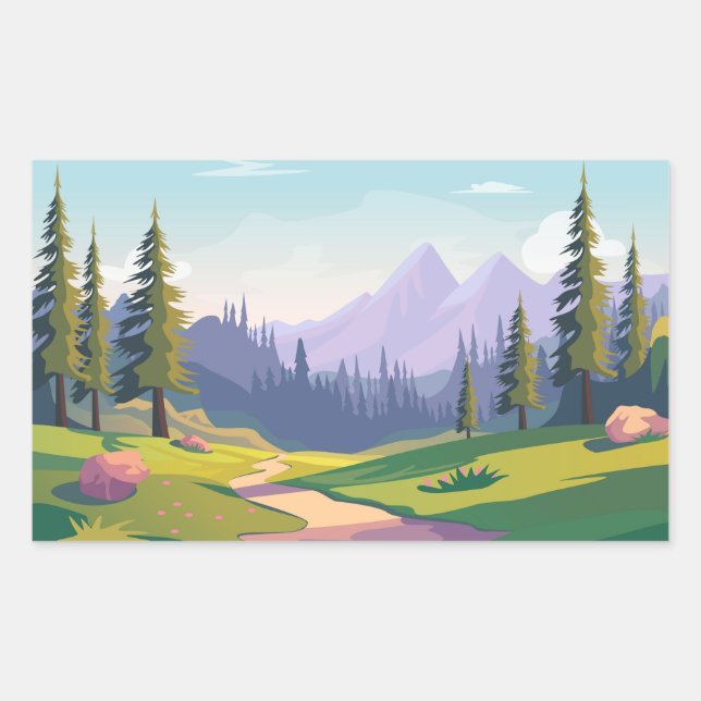 Adesivo Retangular Cartoon Meadow (Frente)