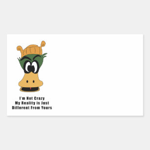 Adesivo Retangular Cartoon Verde Louco Pato Realidade Diferente