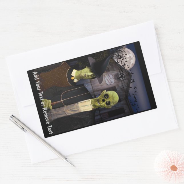Adesivo Retangular Casa Assombrada de Halloween American Gothic (Envelope)