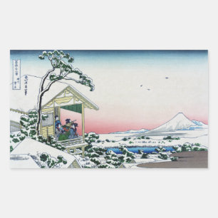 Adesivo Retangular Casa da Chá de Koishikawa Ver Monte Fuji por Hoku