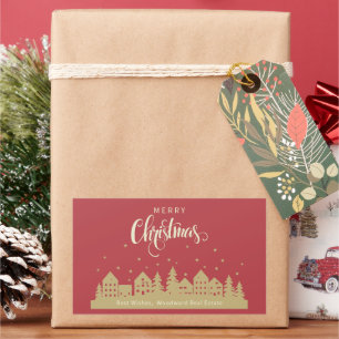 Adesivo Retangular Casa de Natal Red Retro   Realtor Personalizado
