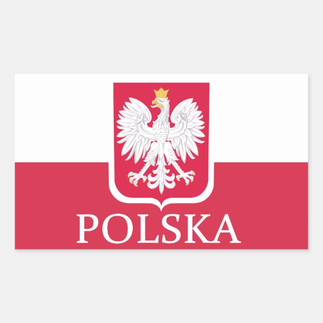 Adesivo Retangular Casaco de armas da Polska (Frente)