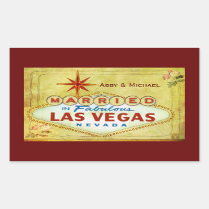 Adesivo Retangular Casado em Las Vegas fabuloso - vintage
