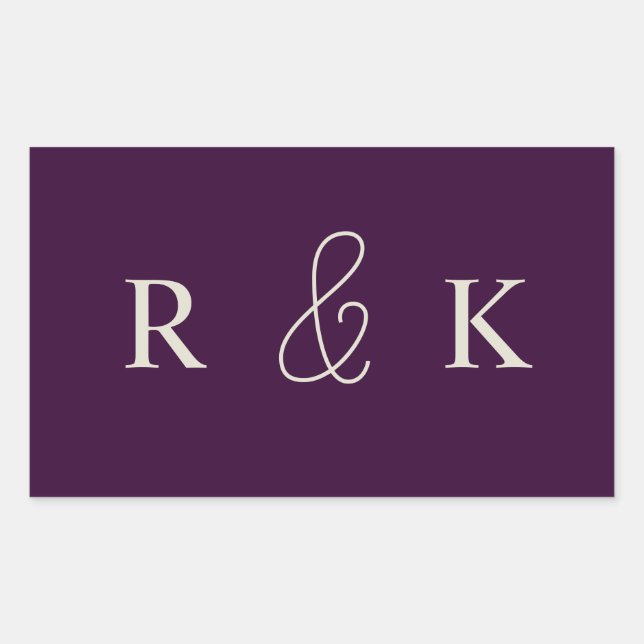 Adesivo Retangular Casal de noivos elegante monogramado (Frente)