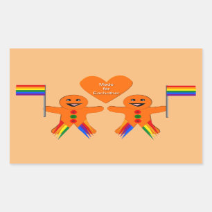 Adesivo Retangular Casal de Pão de Natal gay Men