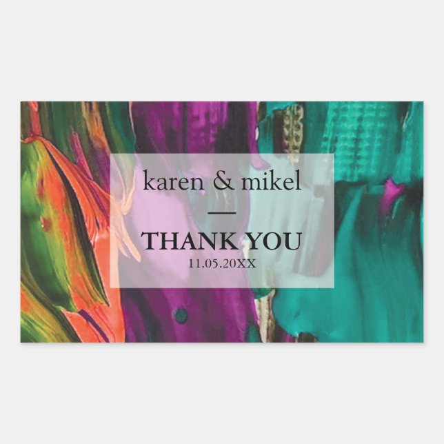 Adesivo Retangular Casamento acrílico de pintura de abstrato (Frente)