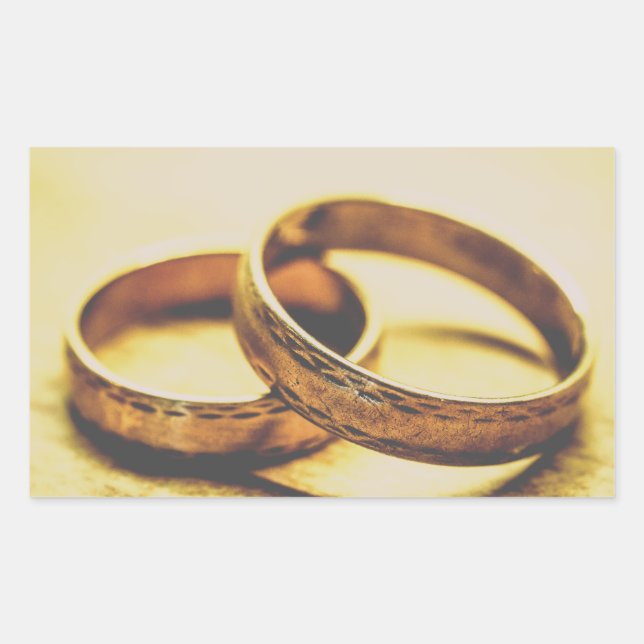 ADESIVO RETANGULAR CASAMENTO BANDA DE CASAMENTO DOURADO (Frente)