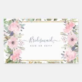 Adesivo Retangular Casamento Blush Pink Floral Boho