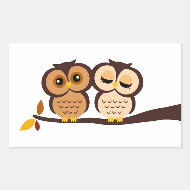 Adesivo Retangular Casamento de Autumn Themed Owls (Frente)