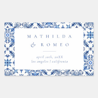 Adesivo Retangular Casamento de Azulejos e Citros do Mediterrâneo Azu