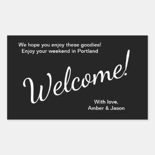 Adesivo Retangular Casamento de Gutit Basket Bag para convidados negr