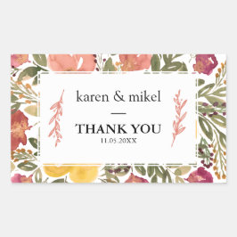 Adesivo Retangular Casamento de Pintura de Bloom Botânico