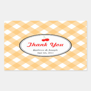 Adesivo Retangular Casamento de piquenique vermelho-cereja de laranja