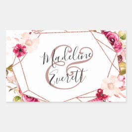 Adesivo Retangular Casamento do Monograma Geométrico do Terrarium Geo