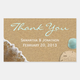 Adesivo Retangular Casamento do tema da praia com areia e conchas Obr