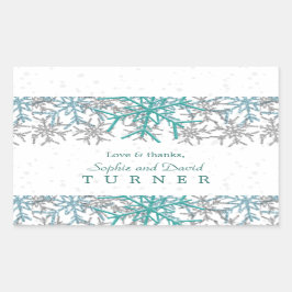 Adesivo Retangular Casamento dos Flocos de Neve de Silver de inverno