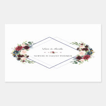 Casamento Floral Azul Marinho Geométrico Moderno