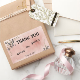 Adesivo Retangular Casamento floral botânico Rosa empoeirado