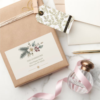 Adesivo Retangular Casamento Floral em Aquarela Botânica de Inverno