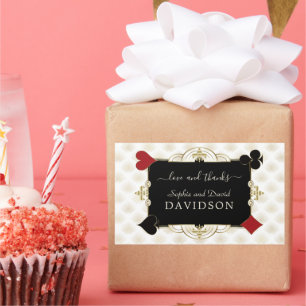 Adesivo Retangular Casamento Glamouroso no Cassino Vegas Dourado