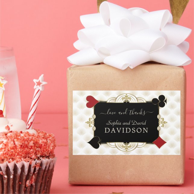 Adesivo Retangular Casamento Glamouroso no Cassino Vegas Dourado (Festa)