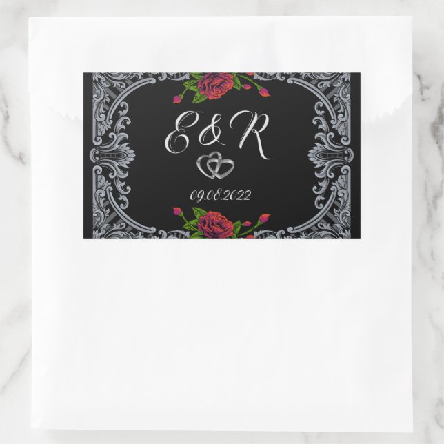 Adesivo Retangular Casamento Gótico de Rosas Vermelhas (Bolsa)