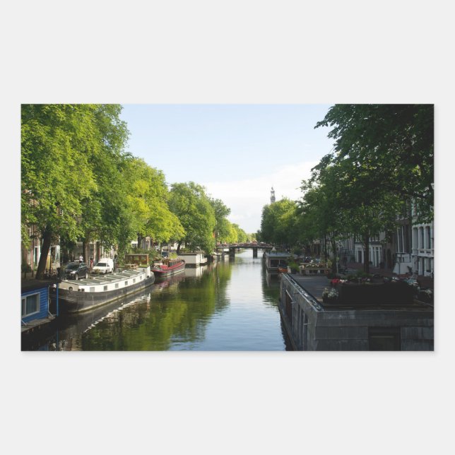 Adesivo Retangular Casas Flutuantes no Canal de Amsterdã (Frente)