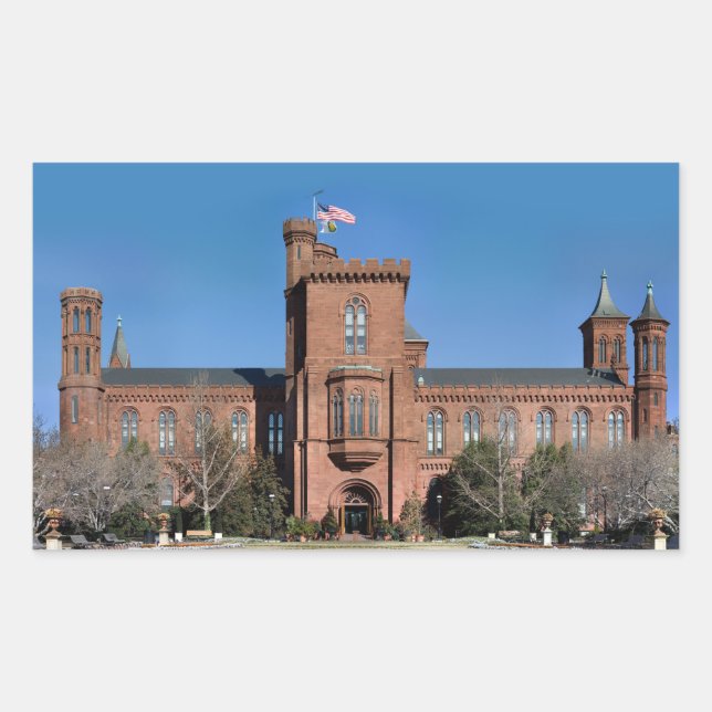 Adesivo Retangular Castelo de Smithsonian em Washington, C.C. (Frente)