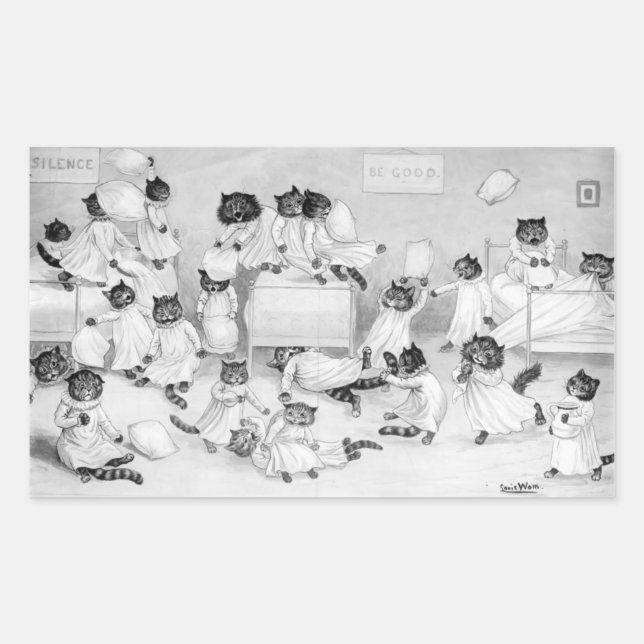 Adesivo Retangular Cat Art de Louis Wain 1900 (Frente)