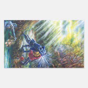 Adesivo Retangular Cavaleiros de luta de ROSA, dinheiro e diabo esque